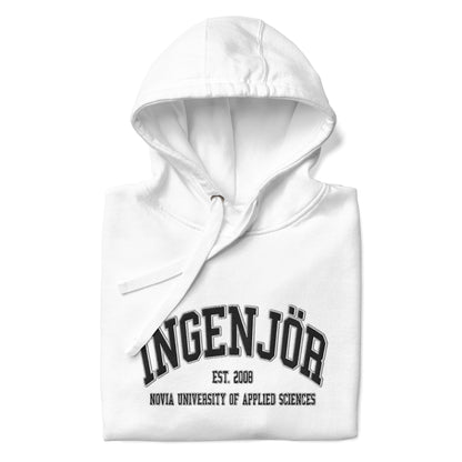 Broderad Ingenjör Svart Tryck Premium Hoodie