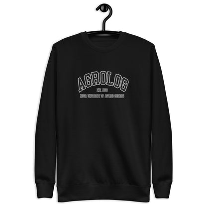 Broderad Agrolog Svart Tryck Premium Sweatshirt