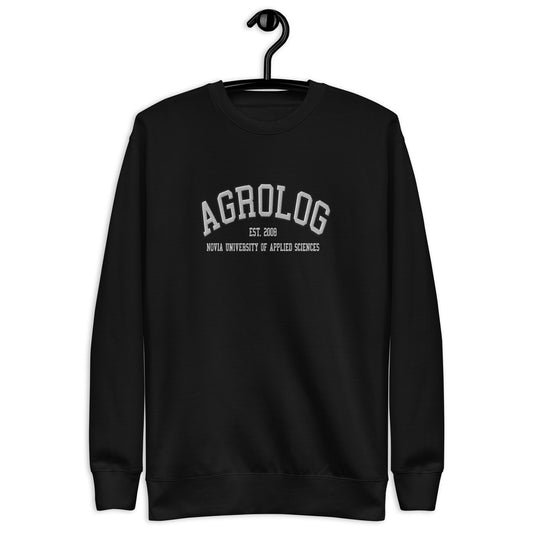 Broderad Agrolog Vitt Tryck Premium Sweatshirt