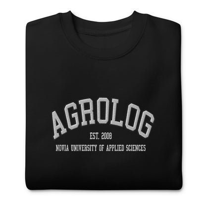 Broderad Agrolog Vitt Tryck Premium Sweatshirt