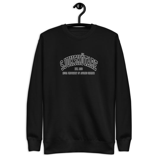 Broderad Sjukskötare Svart Tryck Premium Sweatshirt