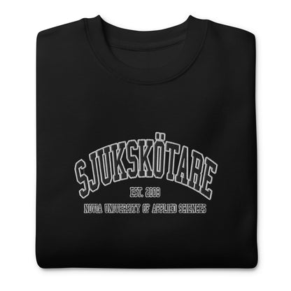 Broderad Sjukskötare Svart Tryck Premium Sweatshirt