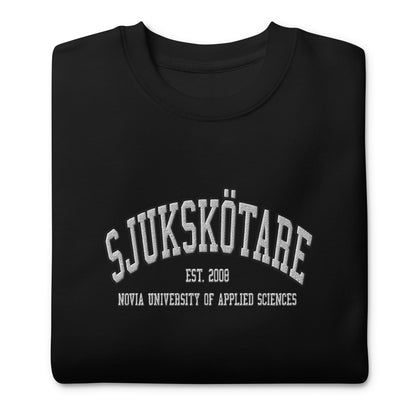 Broderad Sjukskötare Vitt Tryck Premium Sweatshirt