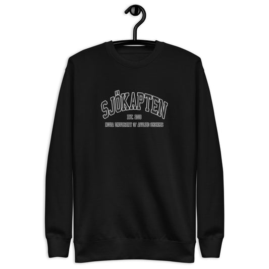 Broderad Sjökapten Svart Tryck Premium Sweatshirt