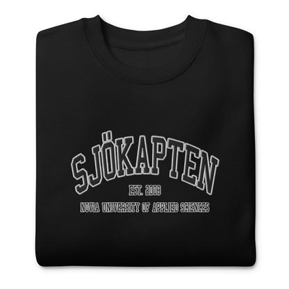 Broderad Sjökapten Svart Tryck Premium Sweatshirt