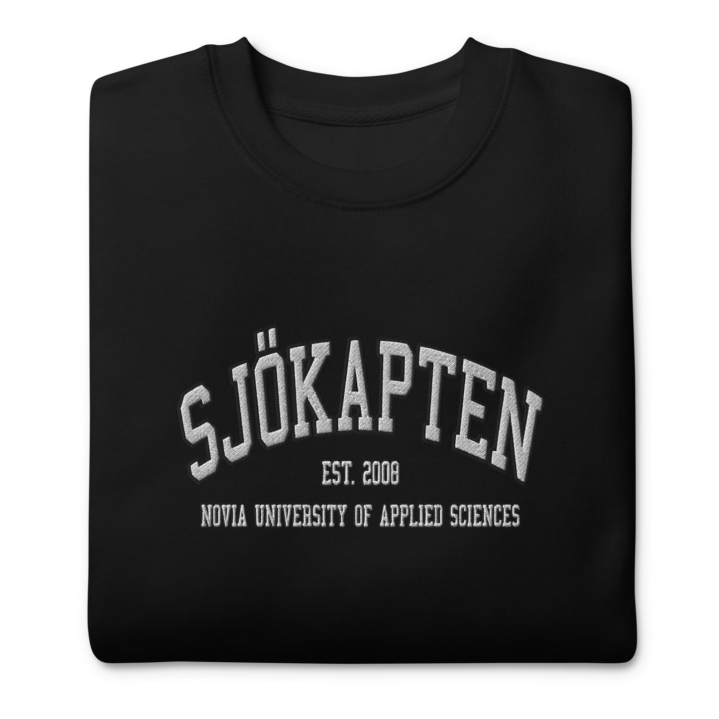 Broderad Sjökapten Vitt Tryck Premium Sweatshirt