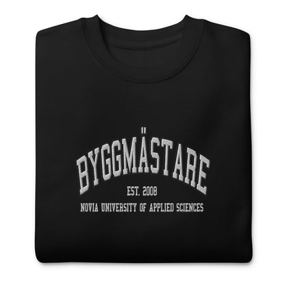 Broderad Byggmästare Vitt Tryck Premium Sweatshirt