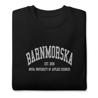 Broderad Barnmorska Vitt Tryck Premium Sweatshirt