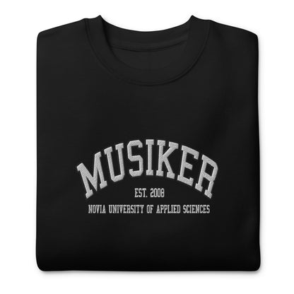 Broderad Musiker Vitt Tryck Premium Sweatshirt