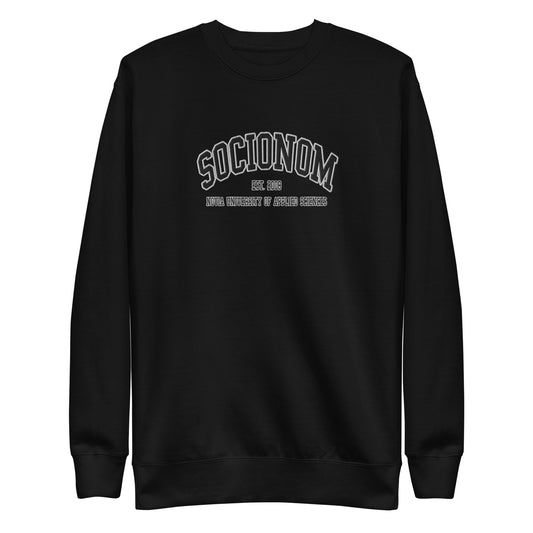 Broderad Socionom Svart Tryck Premium Sweatshirt