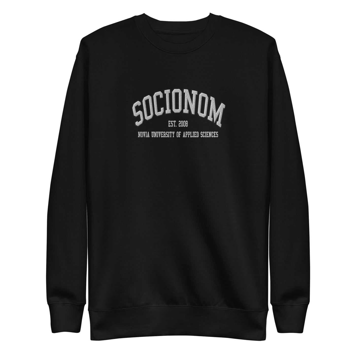 Broderad Socionom Vitt Tryck Premium Sweatshirt