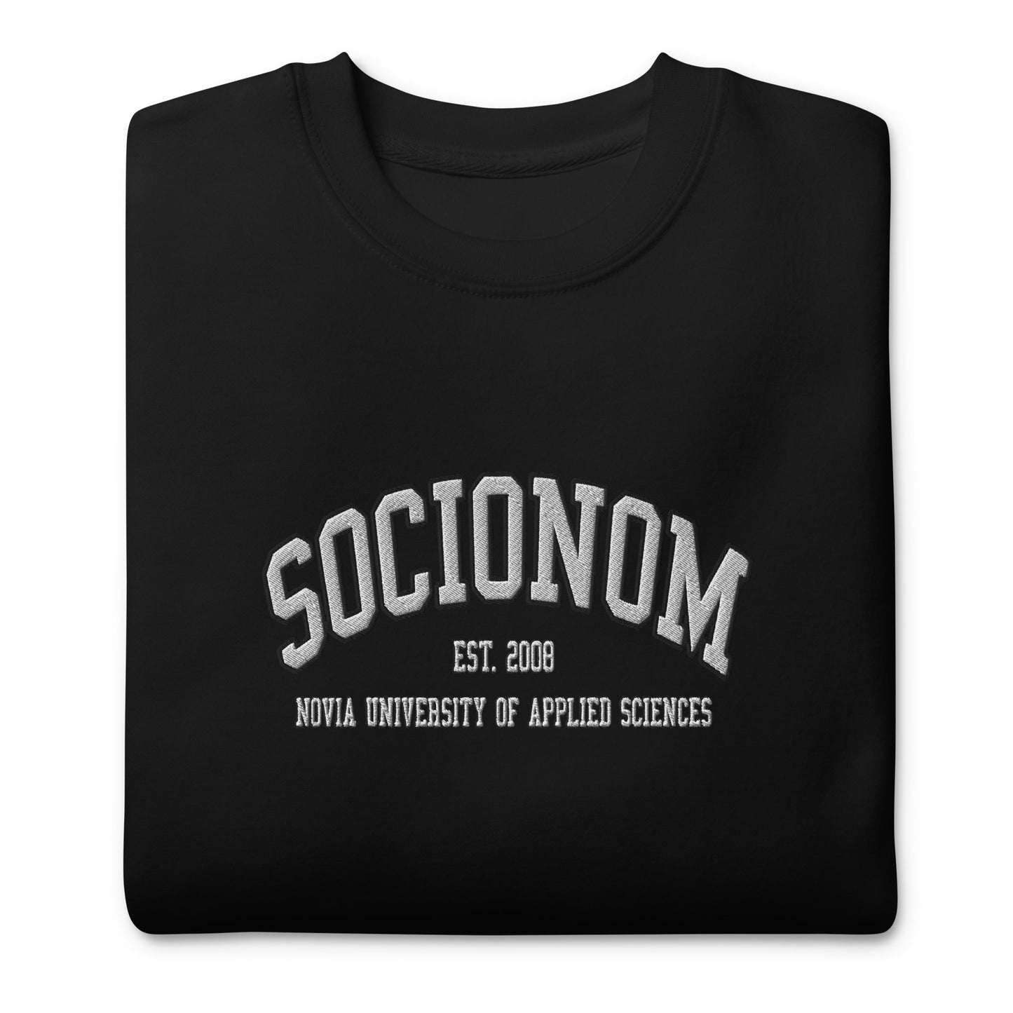 Broderad Socionom Vitt Tryck Premium Sweatshirt