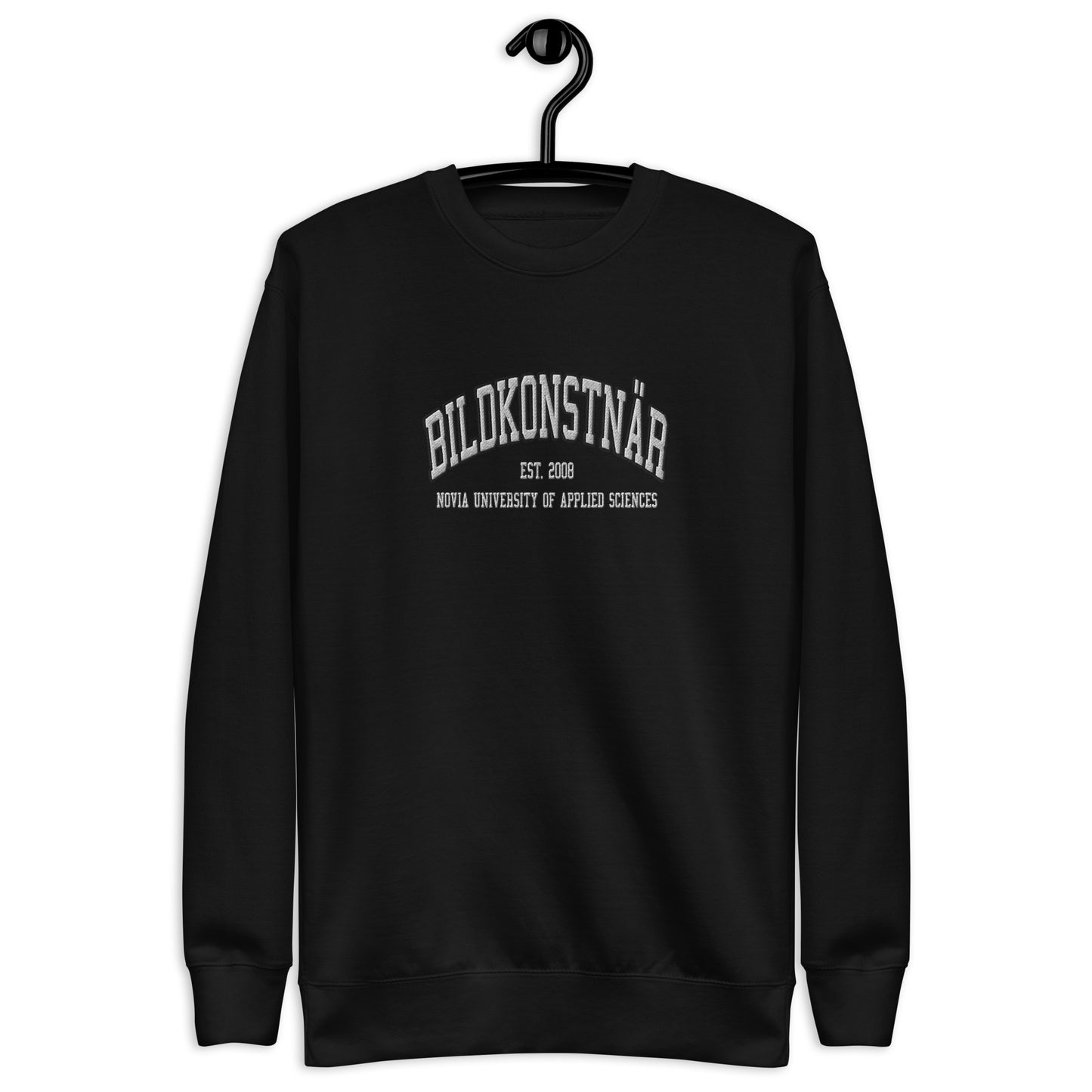 Broderad Bildkonstnär Vitt Tryck Premium Sweatshirt