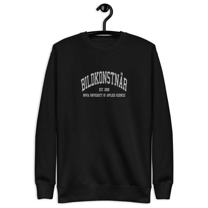 Broderad Bildkonstnär Vitt Tryck Premium Sweatshirt