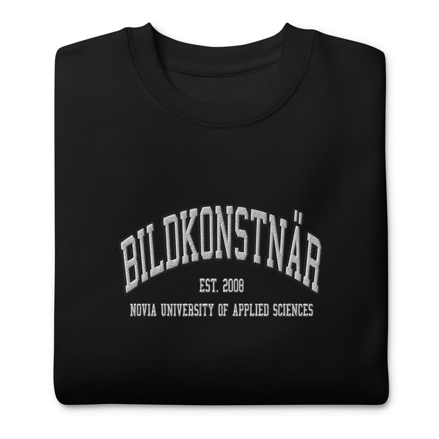 Broderad Bildkonstnär Vitt Tryck Premium Sweatshirt