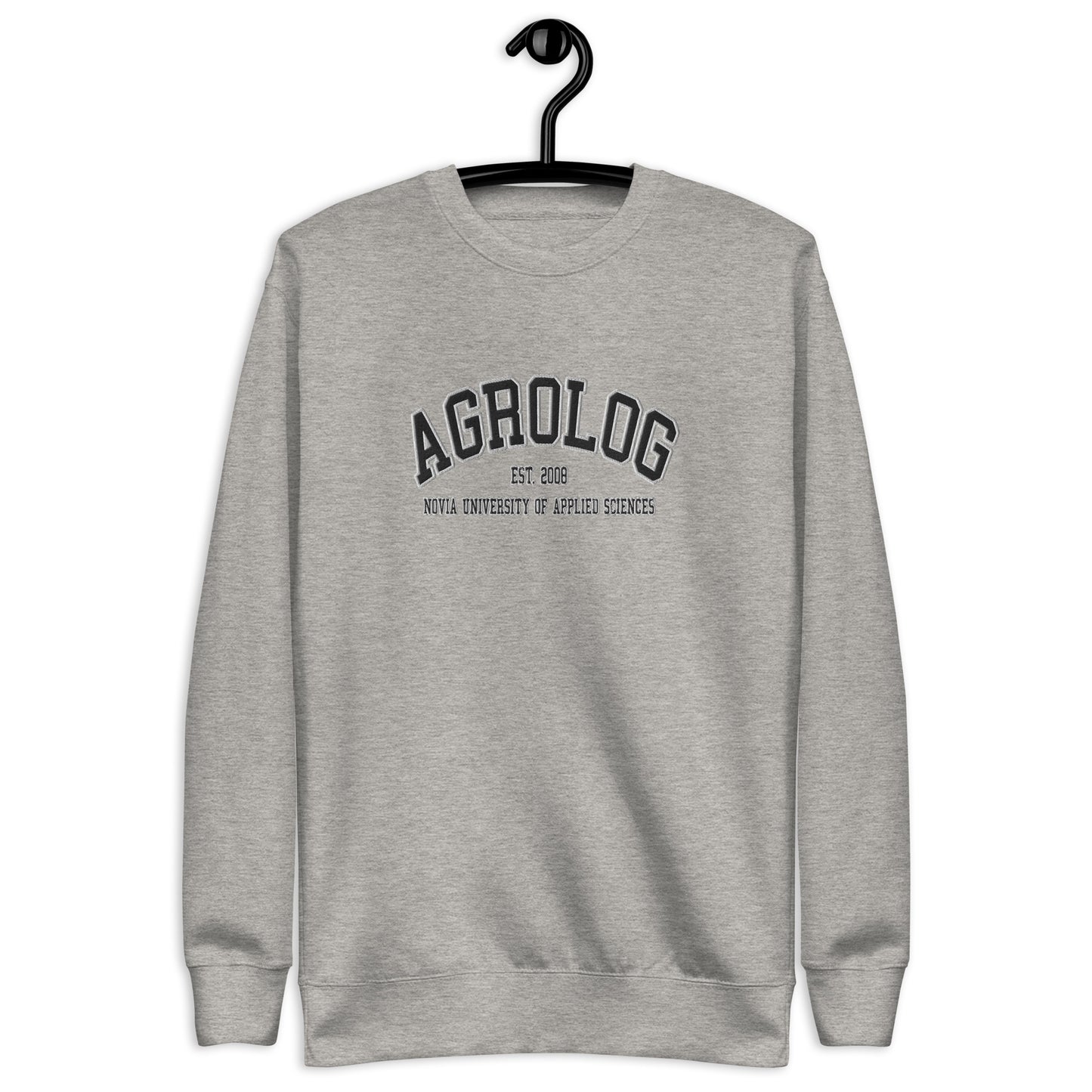 Broderad Agrolog Svart Tryck Premium Sweatshirt