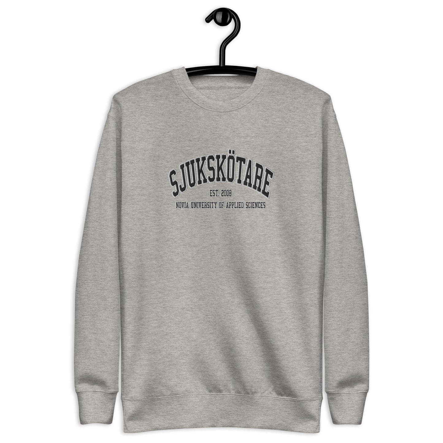 Broderad Sjukskötare Svart Tryck Premium Sweatshirt