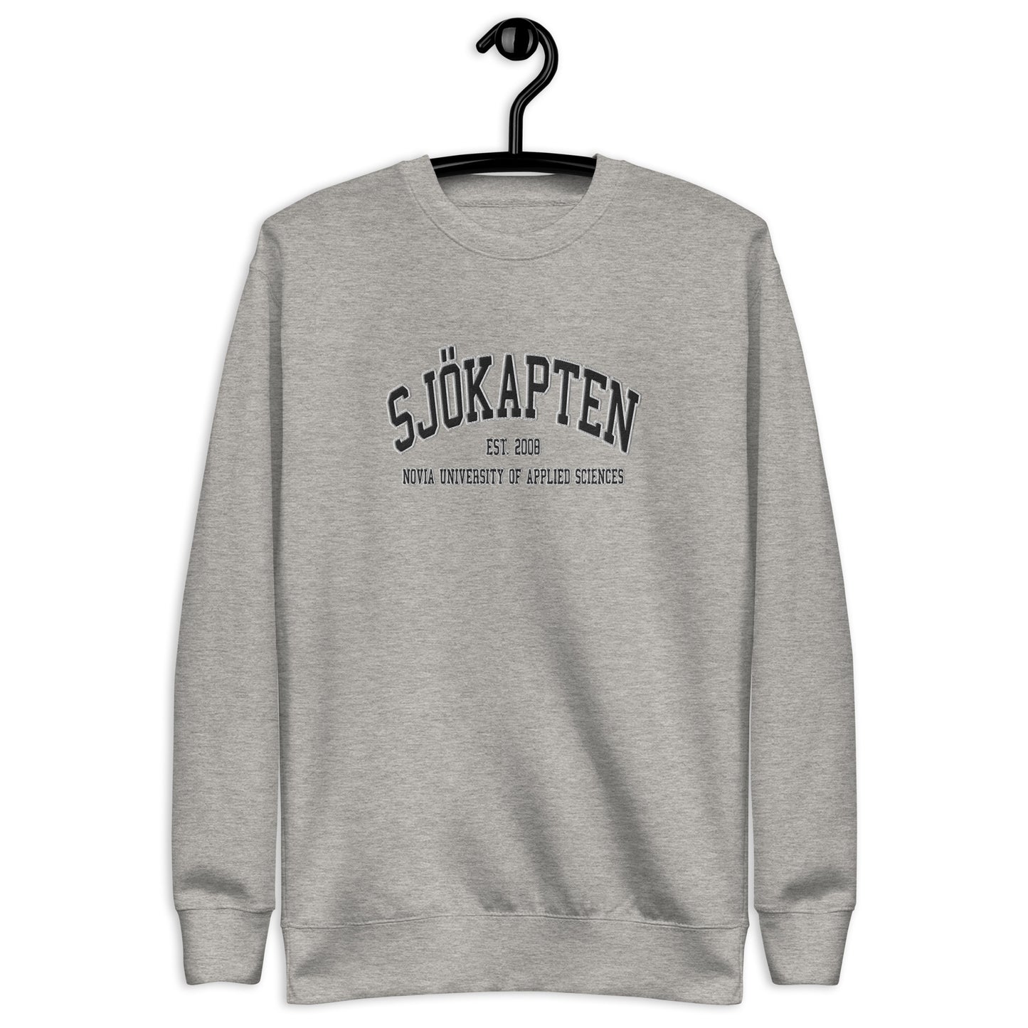 Broderad Sjökapten Svart Tryck Premium Sweatshirt