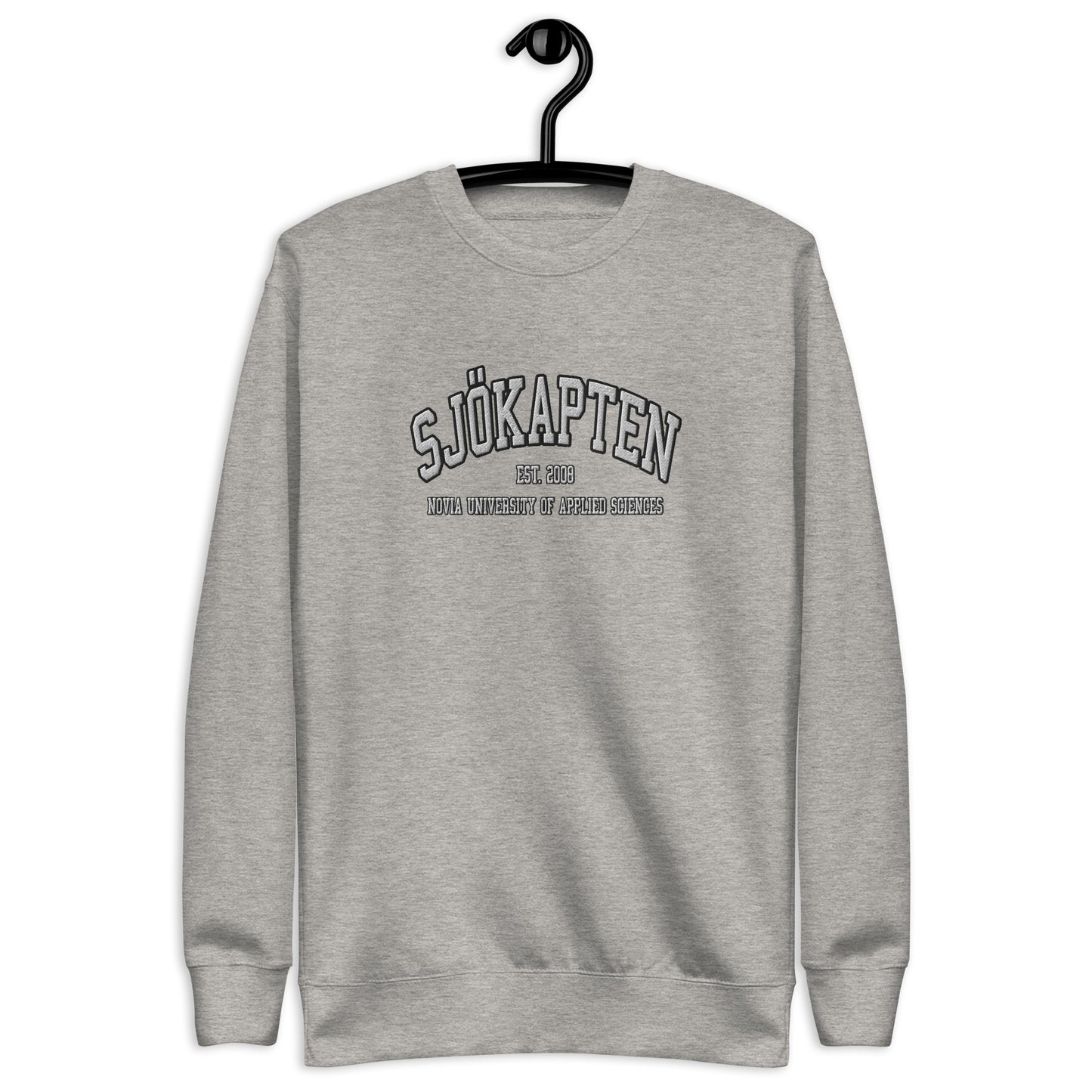 Broderad Sjökapten Vitt Tryck Premium Sweatshirt