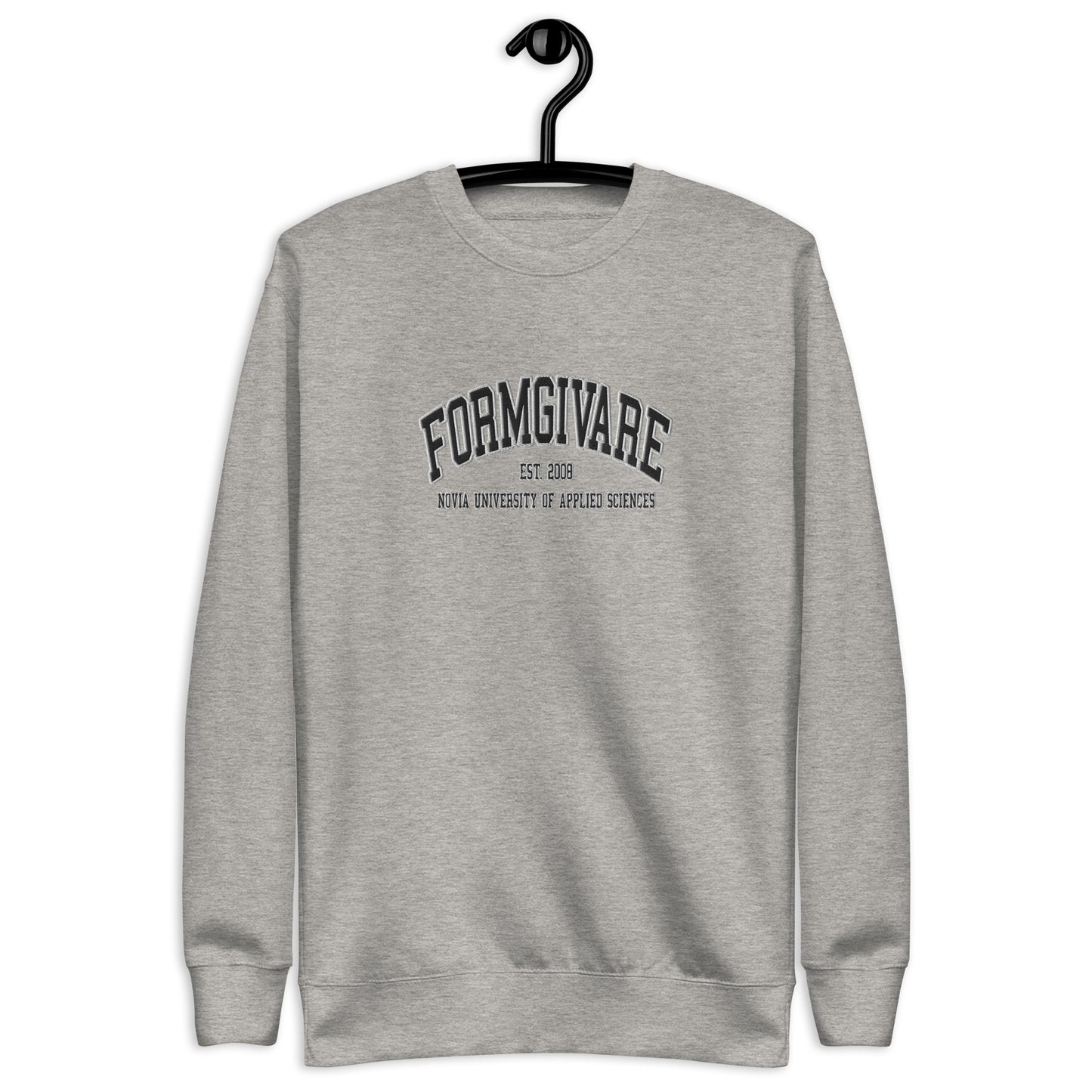 Broderad Formgivare Svart Tryck Premium Sweatshirt