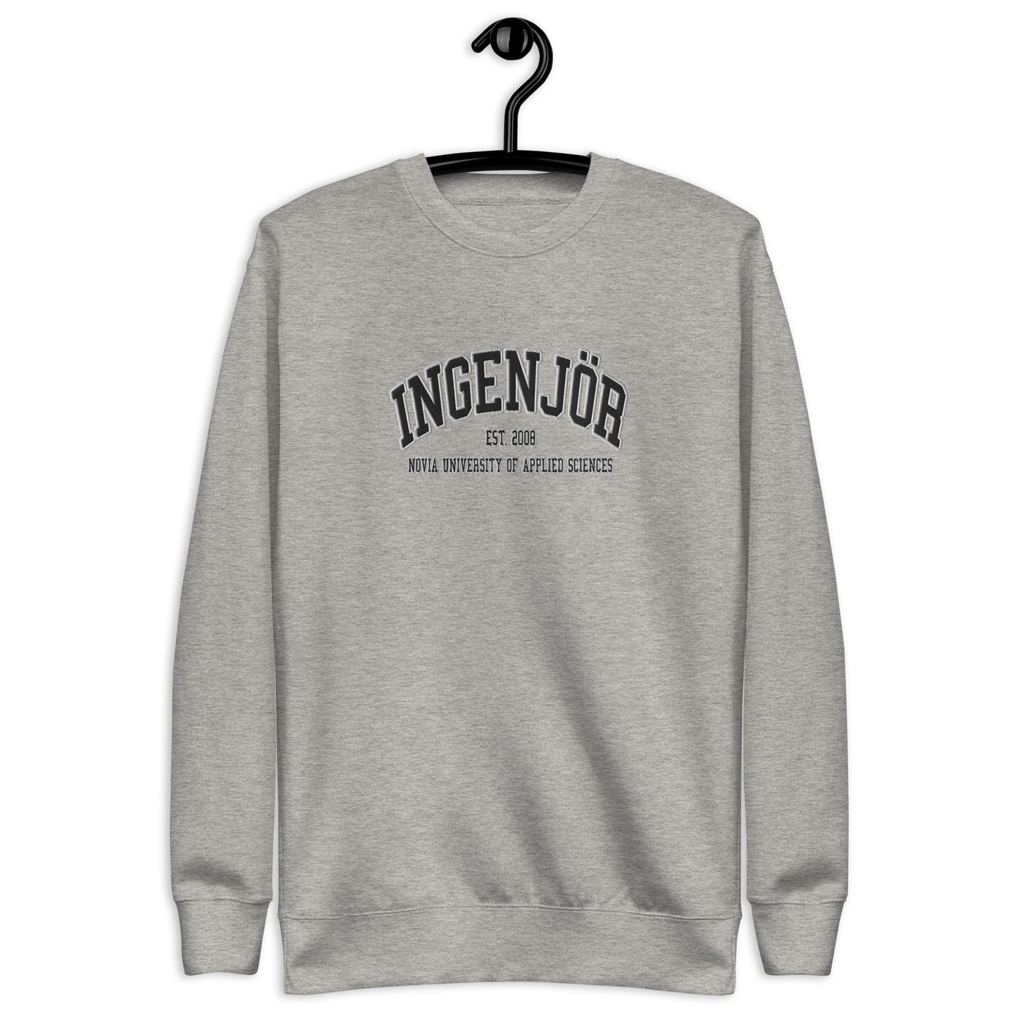 Broderad Ingenjör Svart Tryck Premium Sweatshirt