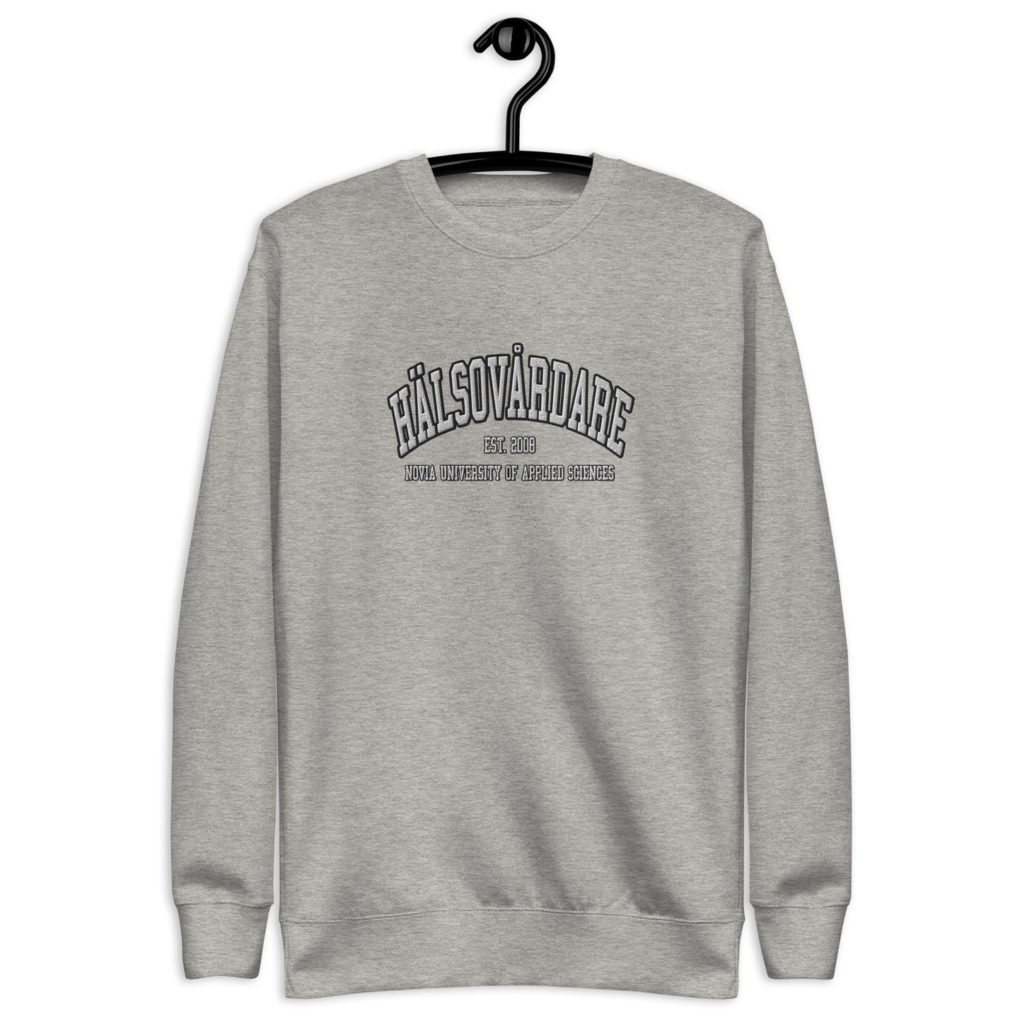 Broderad Hälsovårdare Vitt Tryck Premium Sweatshirt