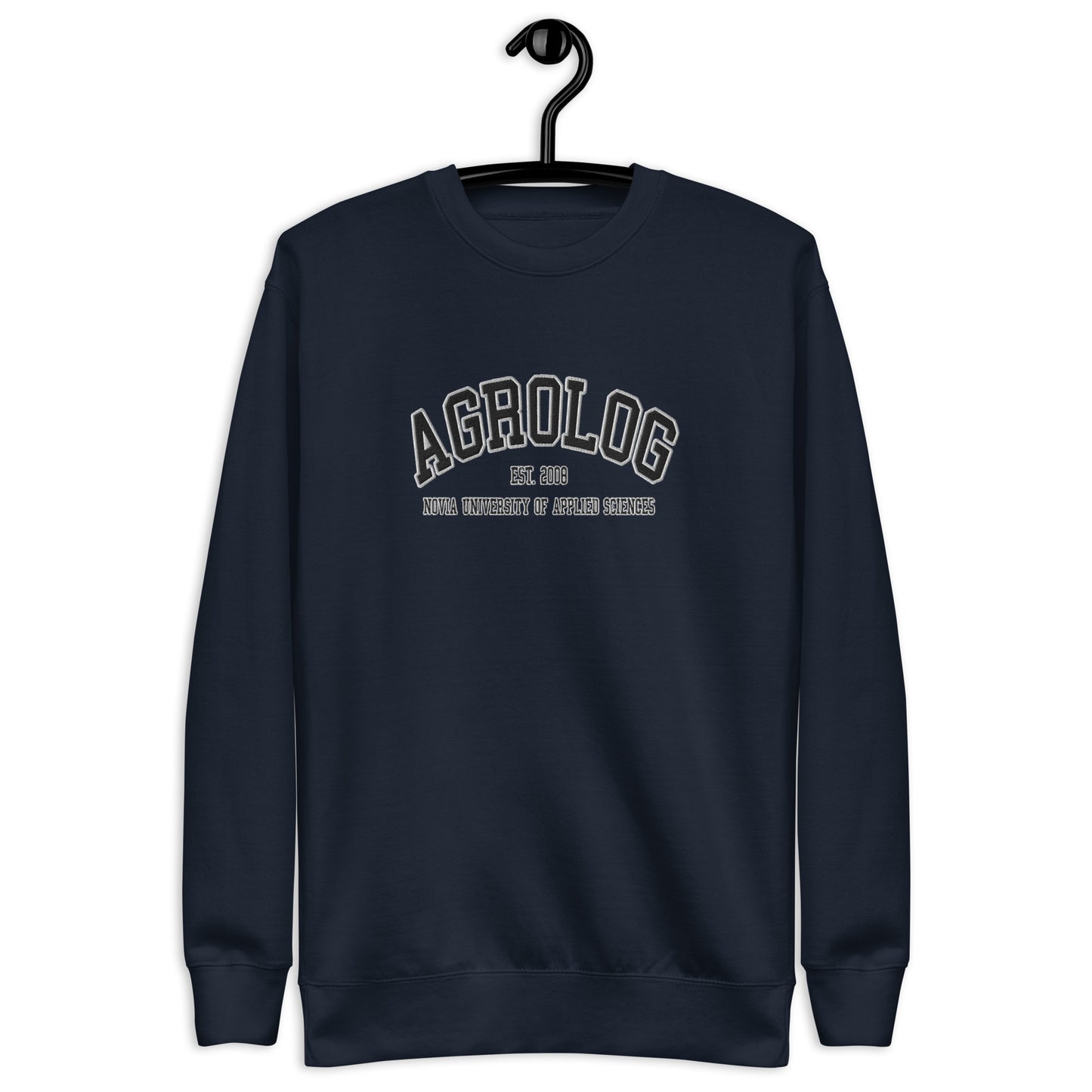 Broderad Agrolog Svart Tryck Premium Sweatshirt