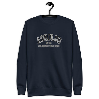 Broderad Agrolog Svart Tryck Premium Sweatshirt