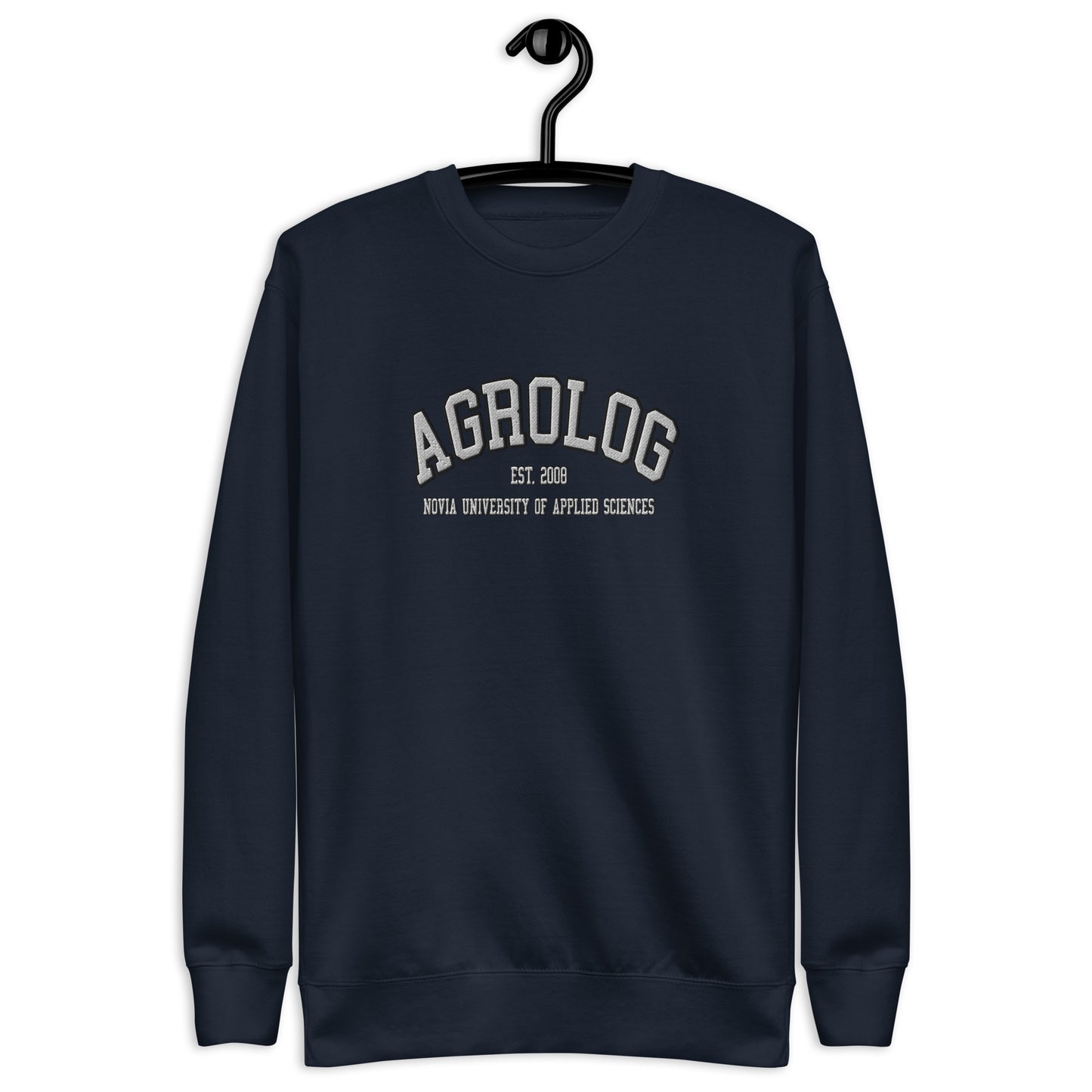 Broderad Agrolog Vitt Tryck Premium Sweatshirt