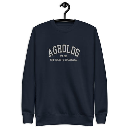 Broderad Agrolog Vitt Tryck Premium Sweatshirt