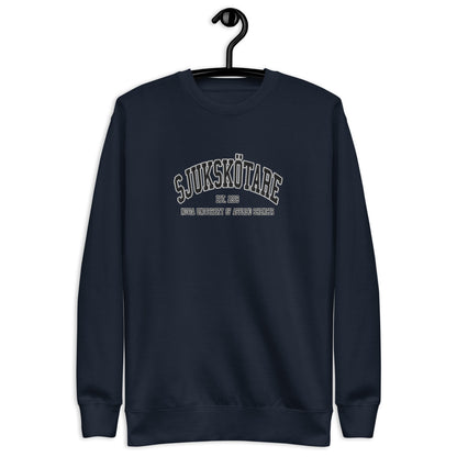 Broderad Sjukskötare Svart Tryck Premium Sweatshirt