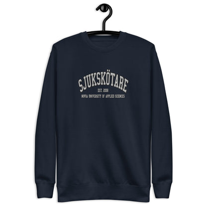 Broderad Sjukskötare Vitt Tryck Premium Sweatshirt