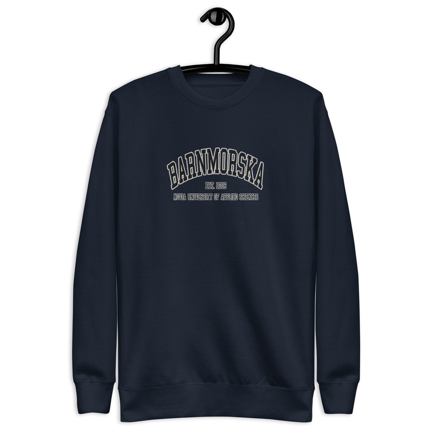 Broderad Barnmorska Svart Tryck Premium Sweatshirt