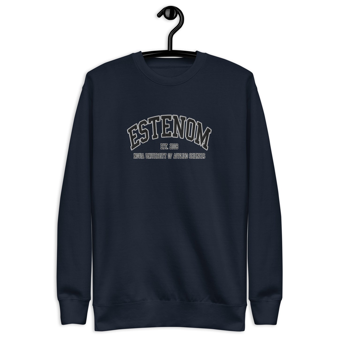 Broderad Estenom Svart Tryck Premium Sweatshirt