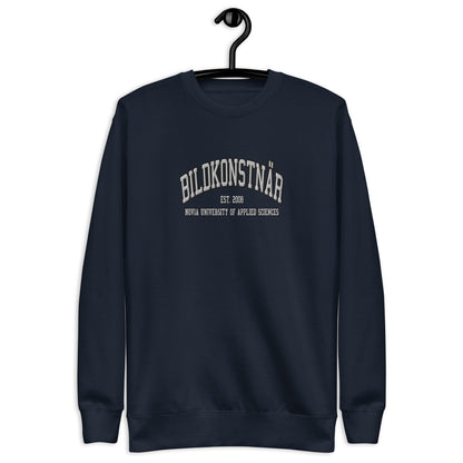 Broderad Bildkonstnär Vitt Tryck Premium Sweatshirt