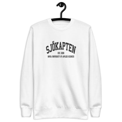 Broderad Sjökapten Svart Tryck Premium Sweatshirt