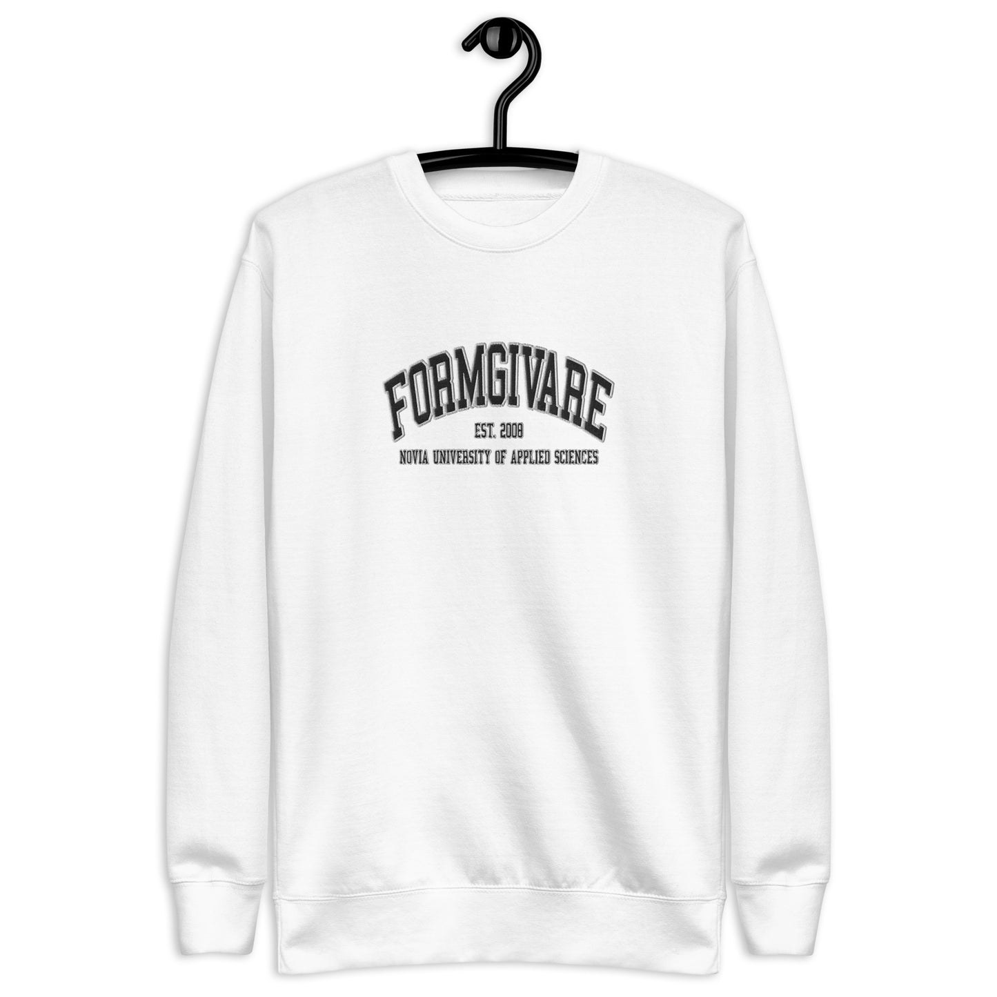 Broderad Formgivare Svart Tryck Premium Sweatshirt