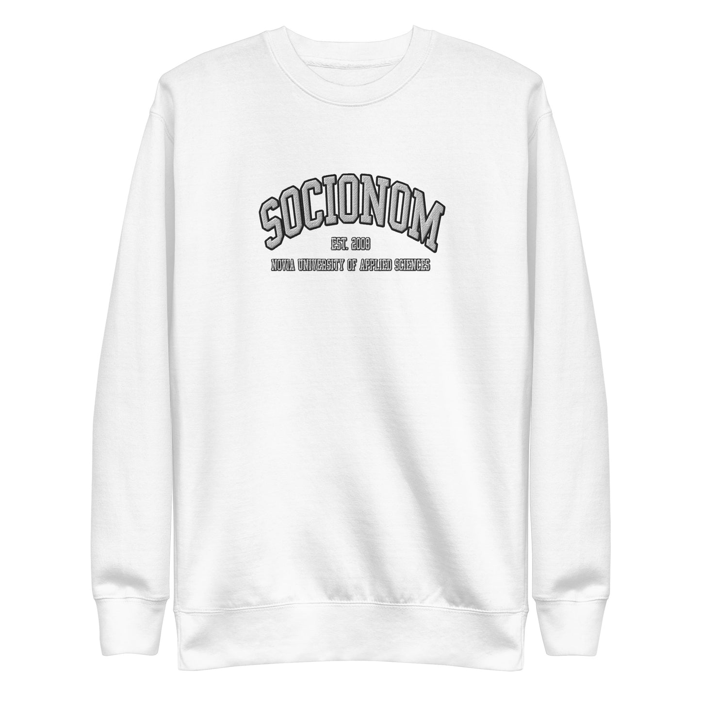 Broderad Socionom Vitt Tryck Premium Sweatshirt