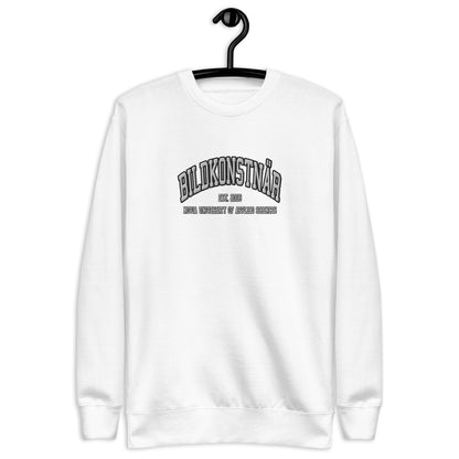 Broderad Bildkonstnär Vitt Tryck Premium Sweatshirt