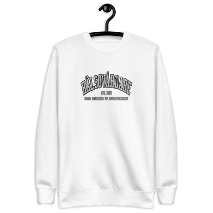 Broderad Hälsovårdare Vitt Tryck Premium Sweatshirt